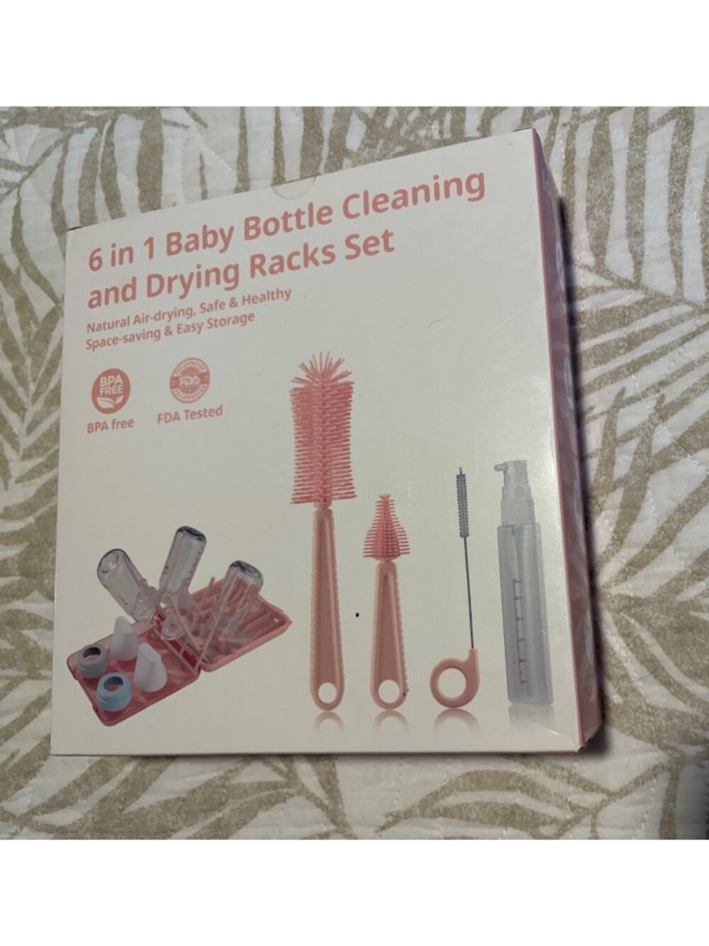 6-In-1 Baby Bottle Cleaning & Drying Rack Set With Brushes BPA-Free FDA Tested